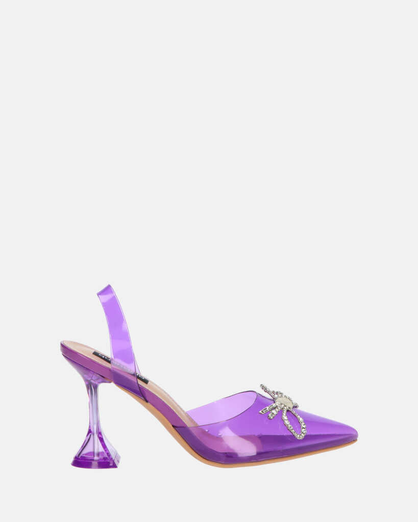 CONSUELO - tacchi in perspex viola con decorazioni in punta
