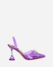 CONSUELO - tacchi in perspex viola con decorazioni in punta