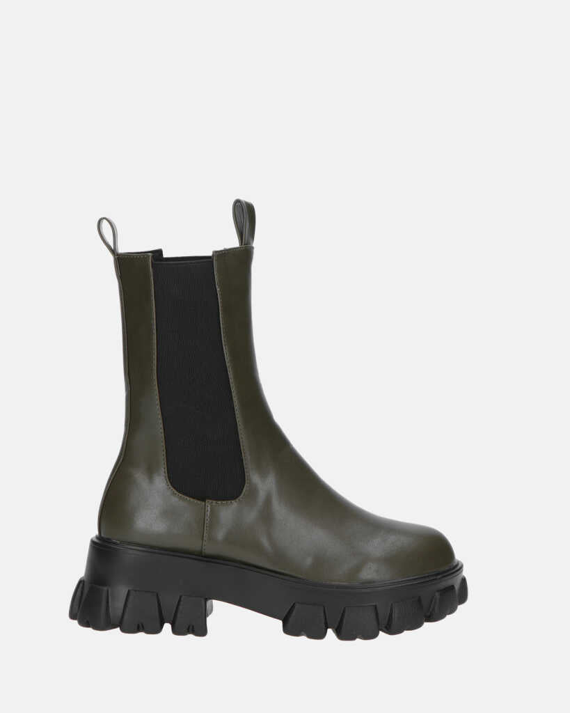 GREET - stivaletto platform in ecopelle khaki