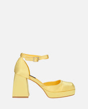 VIDA - scarpe con tacco squadrato in satin giallo