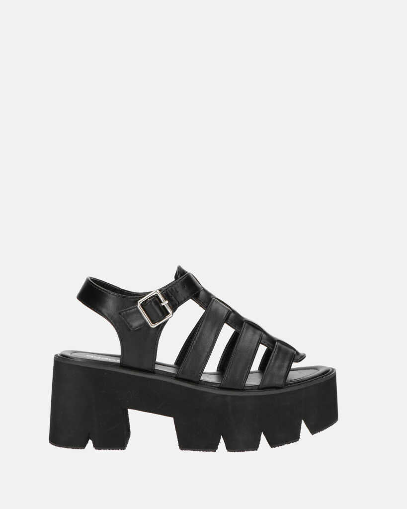 SHERLIE - sandali platform in nero