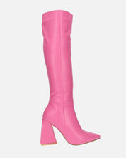 TRUDY - stivali alti con tacco alto in PU fuchsia