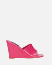MARGHERITA - sandales compensées en glassy fuchsia crocodile