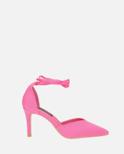 MAURA - tacchi a spillo a punta con lacci in lycra fucsia