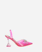 CONSUELO - tacchi in perspex fucsia con decorazioni in punta