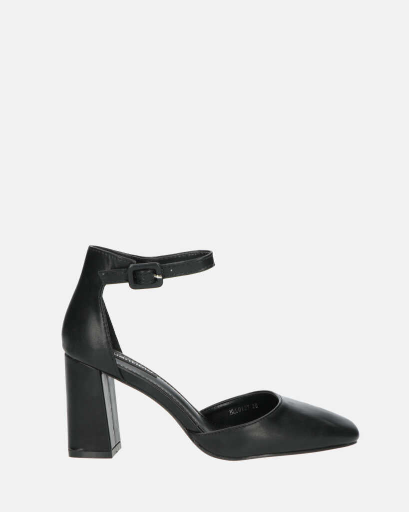 POLINA - scarpe nere con tacco e cinturino