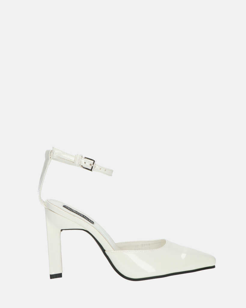 LUDWIKA - scarpe con tacco e cinturino con glassy bianco