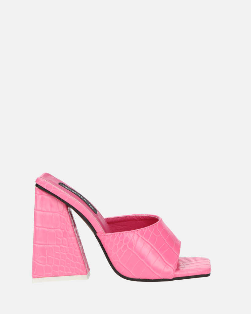 BUKET - sandali con tacco in rosa coccodrillo