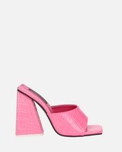 BUKET - sandali con tacco in rosa coccodrillo