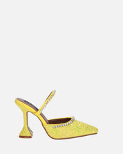 PERAL - scarpa con tacco in glitter giallo con gemme