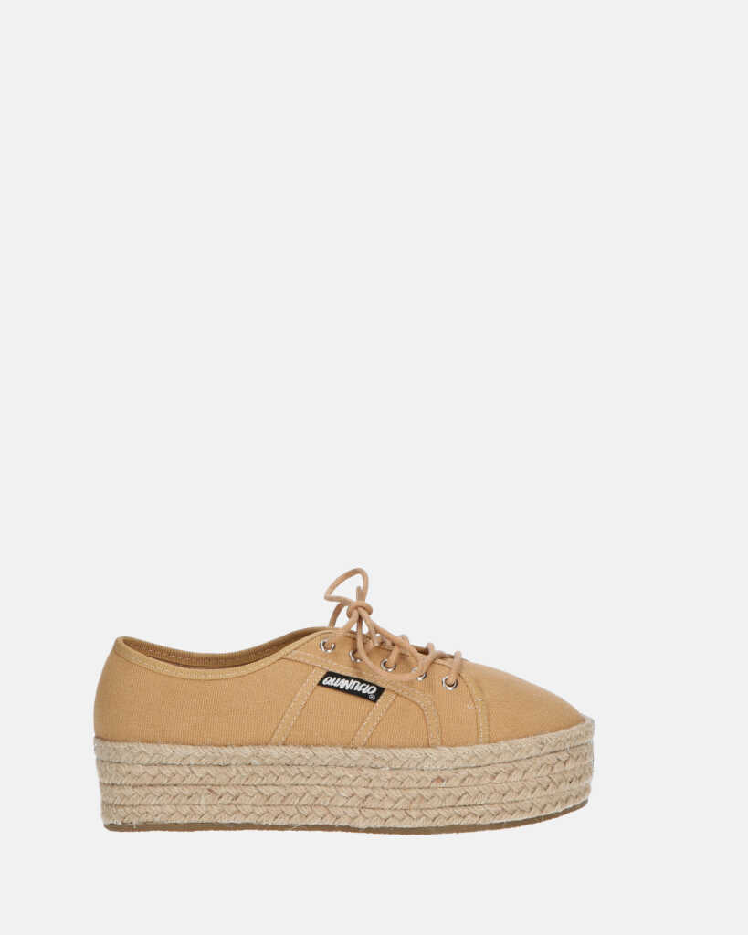 DESTINY - espadrilles à plateforme en dentelle beige