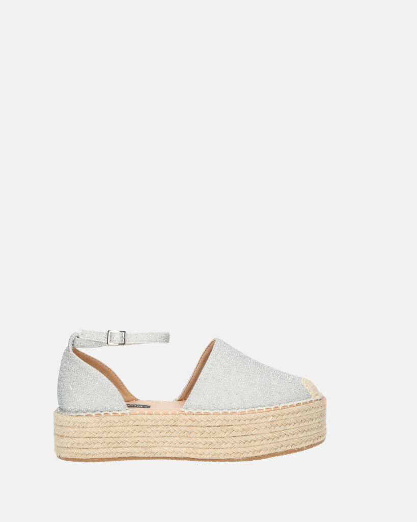 DELIA - sandalo platform in glitter argento