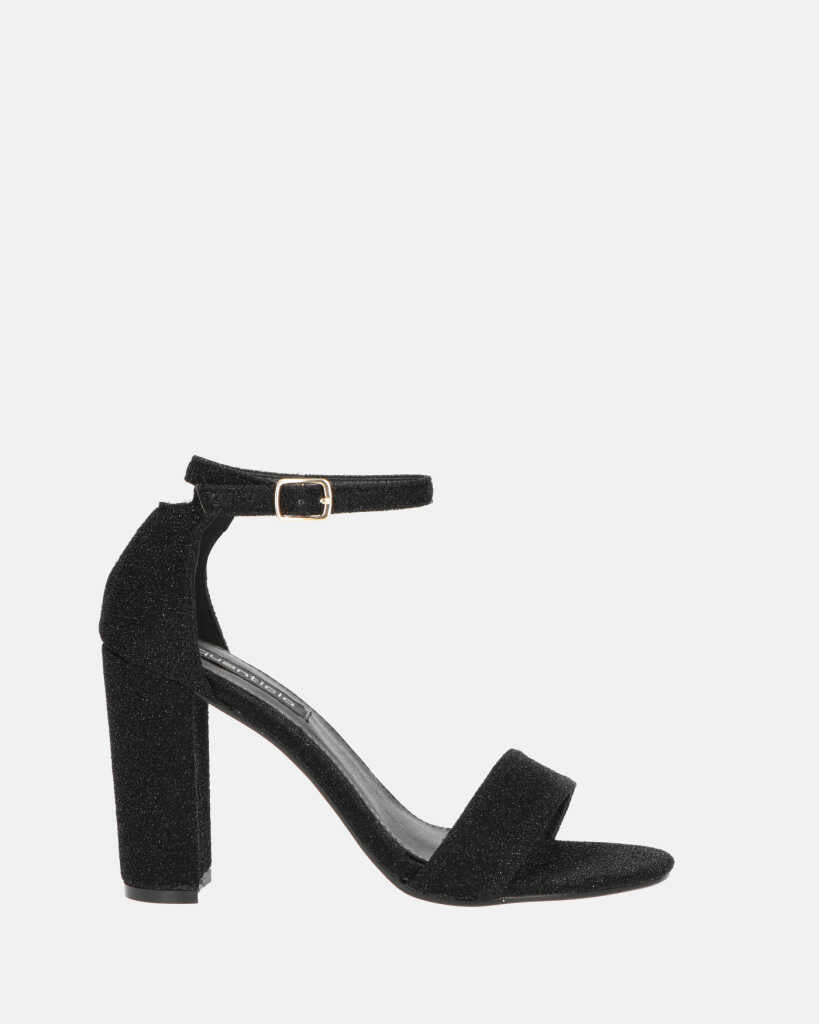 ANNIE - sandali in glitter nero con tacco