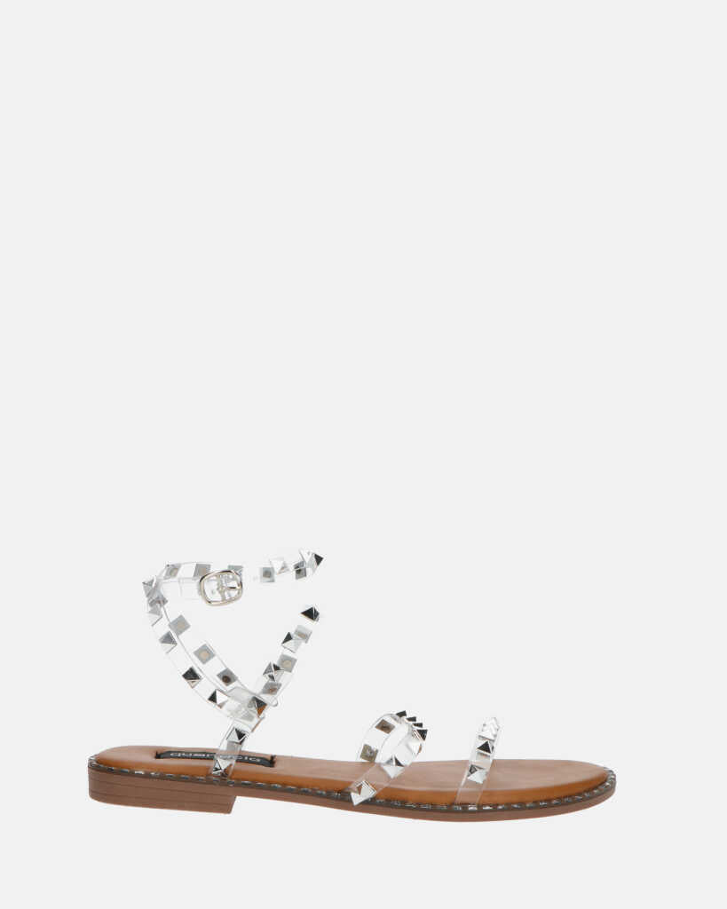RAJA - sandali con borchie con perspex trasparente e suola beige