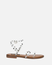 RAJA - sandali con borchie con perspex trasparente e suola beige