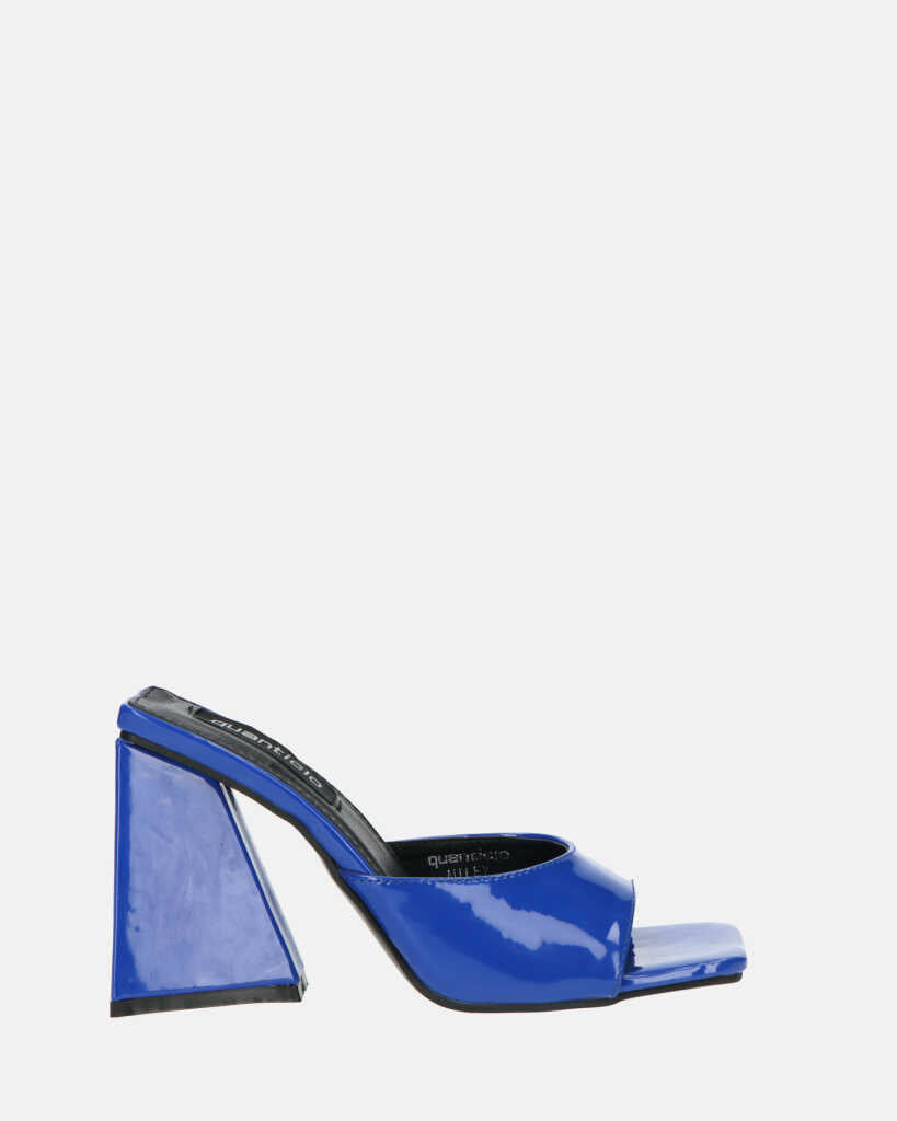 MILEY - sandali in glassy blu con tacco squadrato