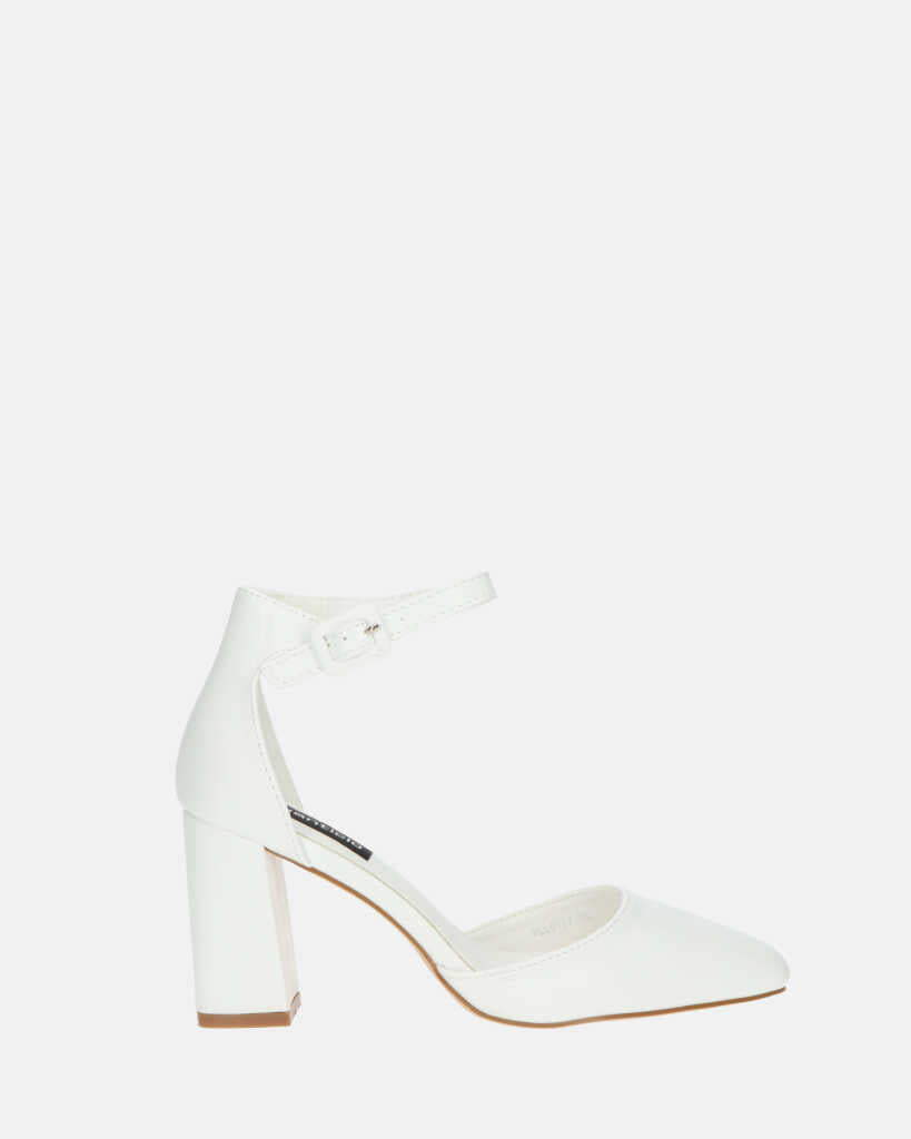POLINA - scarpe bianche con tacco e cinturino