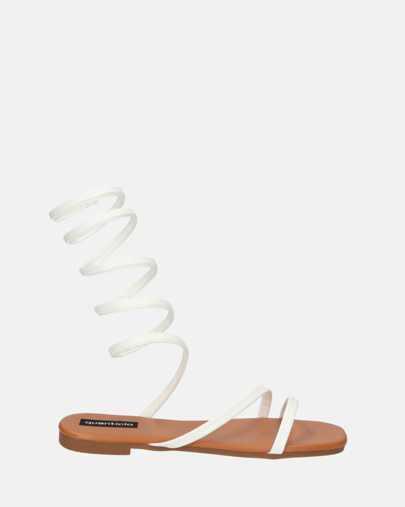SIENNA - sandali con suola marrone e spirale bianca
