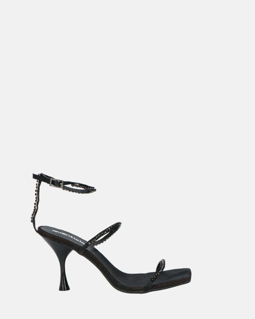 RAHA - sandali in lycra nero con gemme