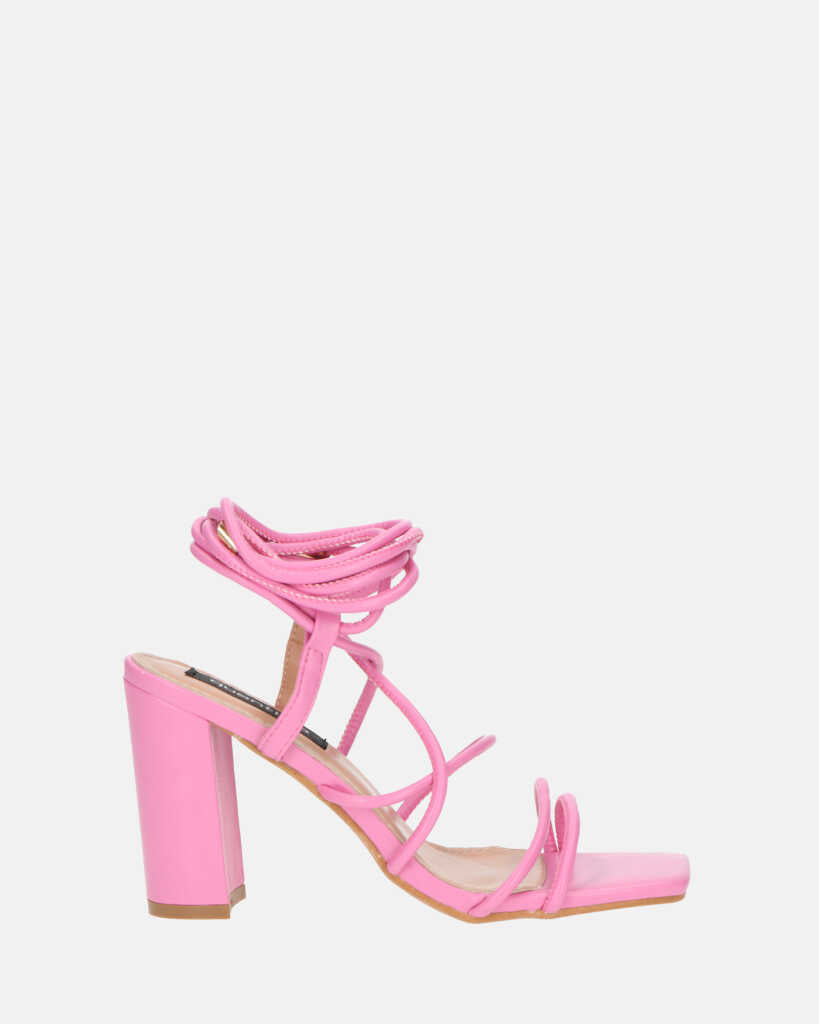MARISOL - sandali con tacco rosa con lacci