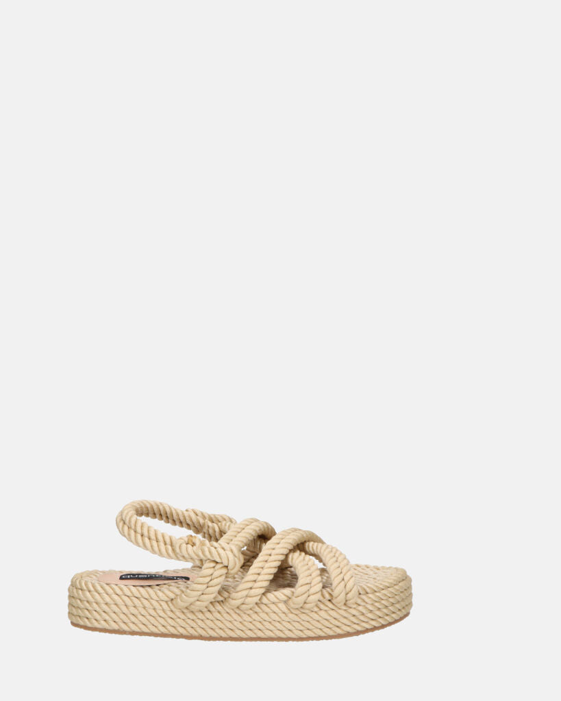 MARIYA - sandales en corde tressée beige