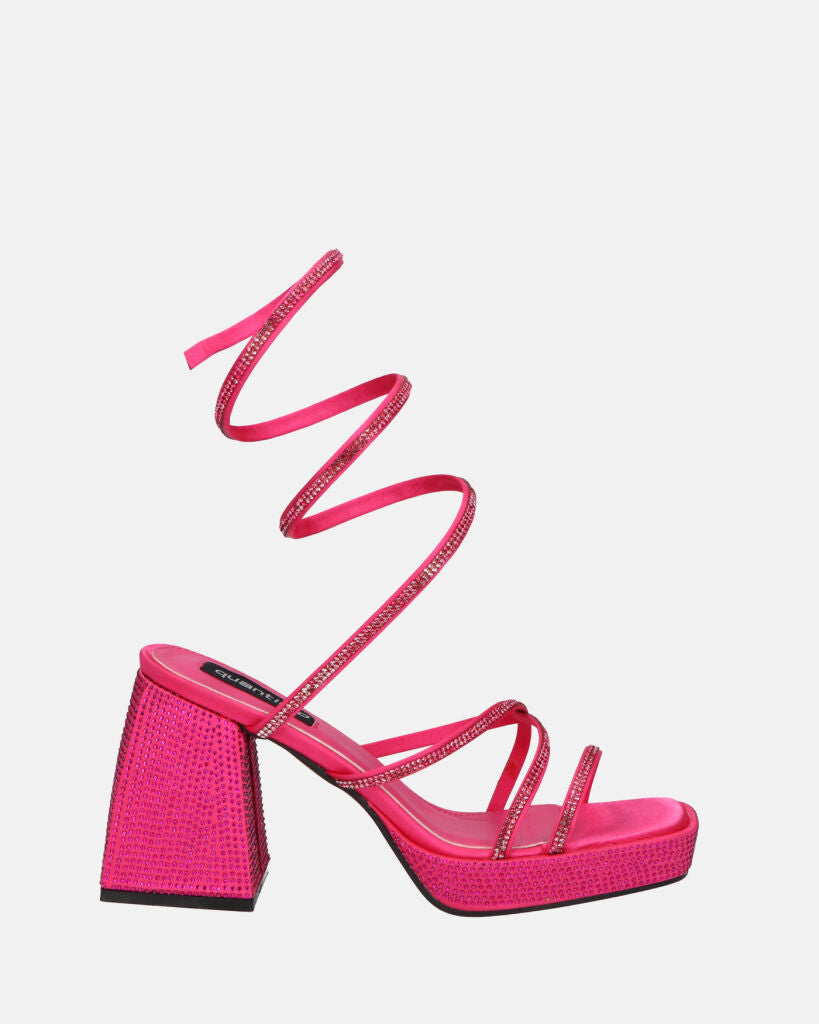 AZUKA - sandales fuchsia à talon et spirale