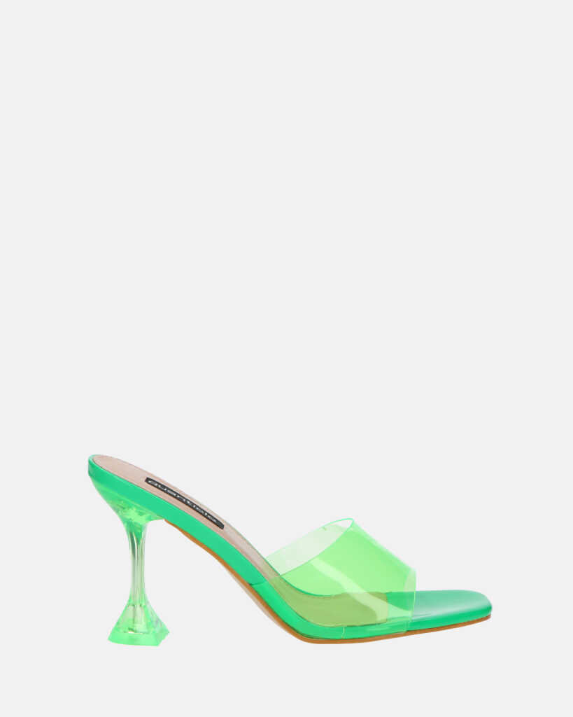FIAMMA - sandalo con tacco in perspex verde con suola beige