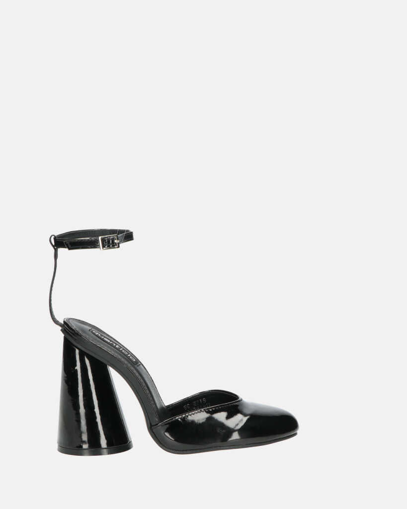 MAYBELLE - sandali in glassy nero con tacco cilindrico