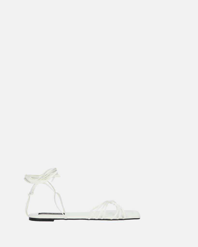 NECLA - sandalo basso bianco infradito con lacci