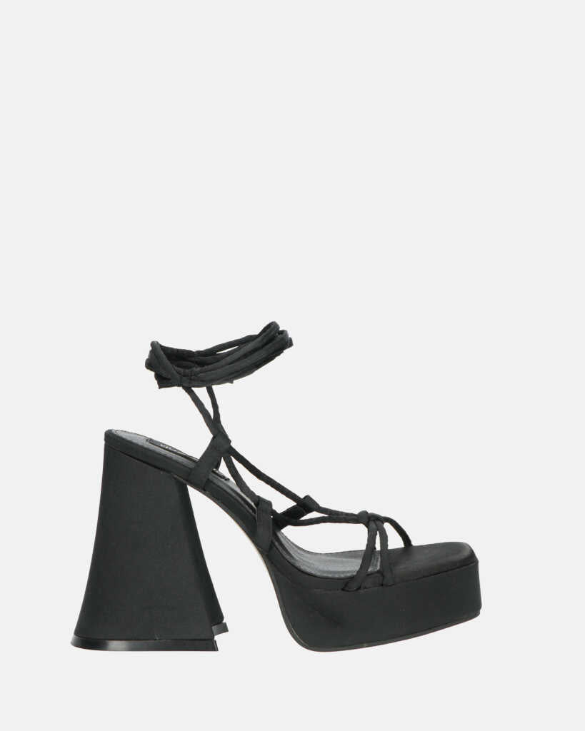 LORINA - sandali con tacco e platform in lycra nero