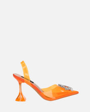 KENAN - scarpe in perspex arancio con decorazione di gemme in punta
