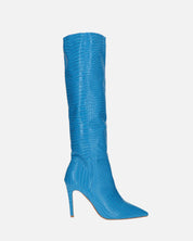 LOLY - stivale con tacco in coccodrillo blu