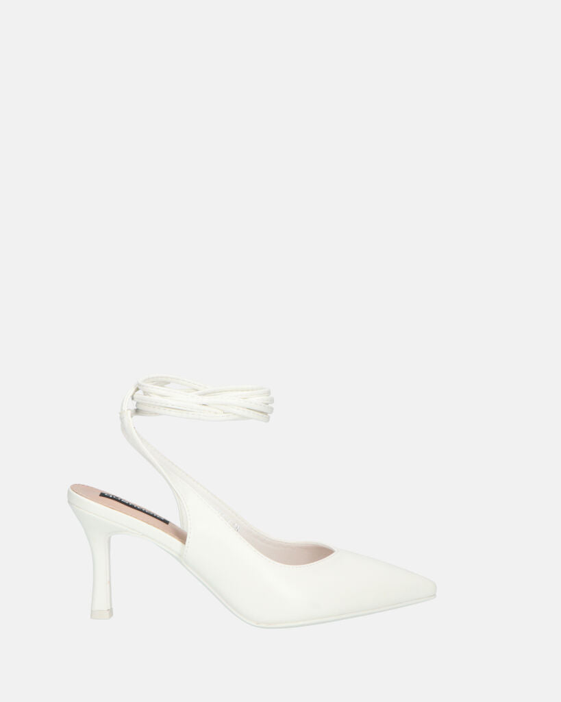 DOROTY - tacchi a spillo in ecopelle bianca con lacci