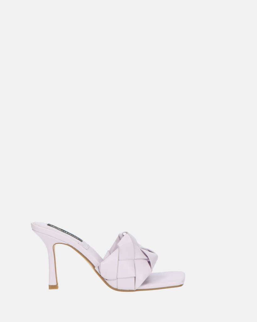 ENRICA - sandale en cuir tressé violet avec talon