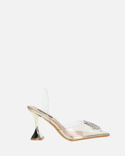 KENAN - scarpe in perspex oro con decorazione di gemme in punta