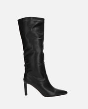 CAROLINE - stivale alto nero con tacco in pelle