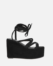 OLLIE - zeppa nera con lacci glitterati