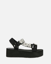 LIZIE - sandalo con plateau in camoscio nero e gemme
