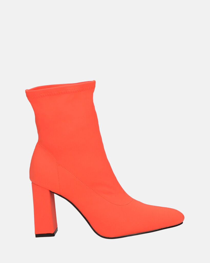 MARGOT - stivaletti in lycra arancione con tacco