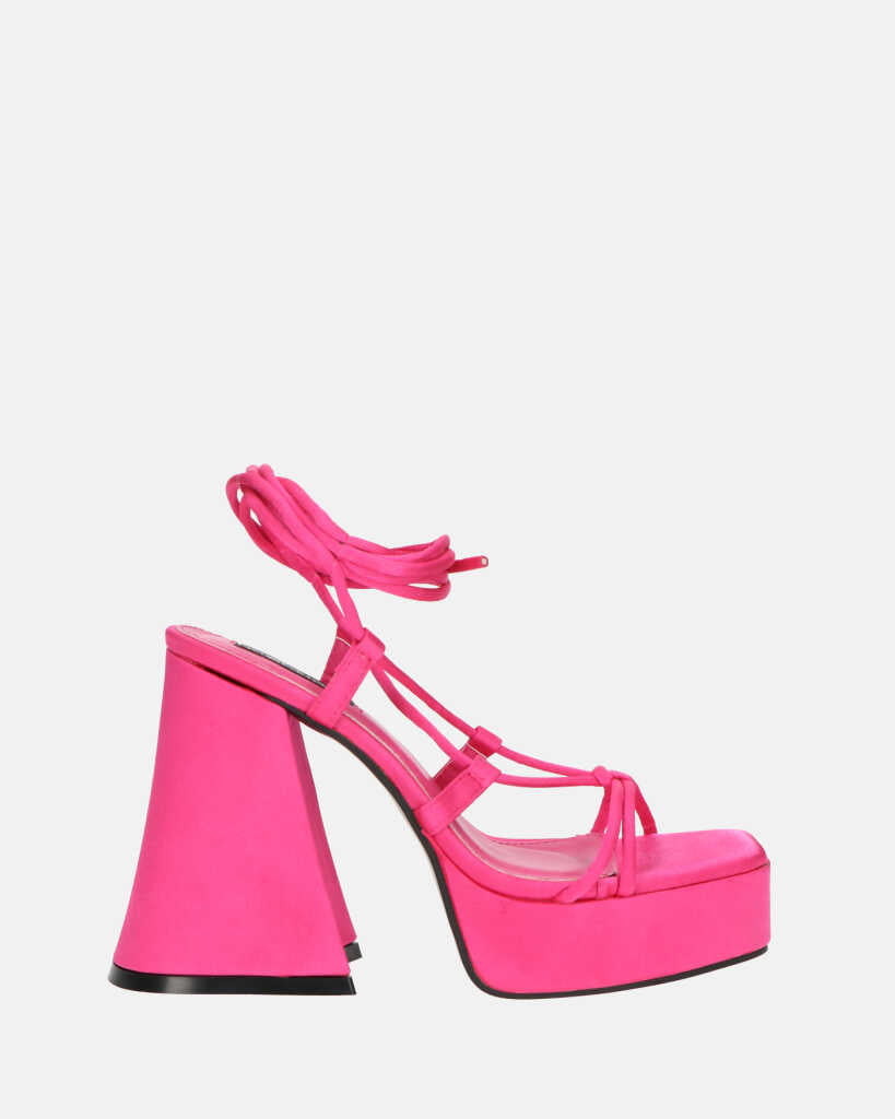 LORINA - sandali con tacco e platform in lycra rosa