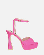 MARZIA - escarpins à talon carré en lycra fuchsia avec bride