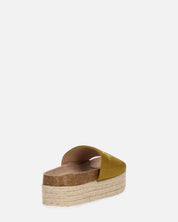 BRYANA - ciabatte con platform in paglia e banda khaki con stella dorata