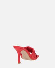 ENRICA - sandalo in pelle rossa intrecciata con tacco