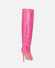 LOLY - stivale con tacco in coccodrillo rosa