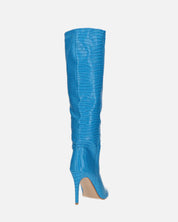 LOLY - stivale con tacco in coccodrillo blu