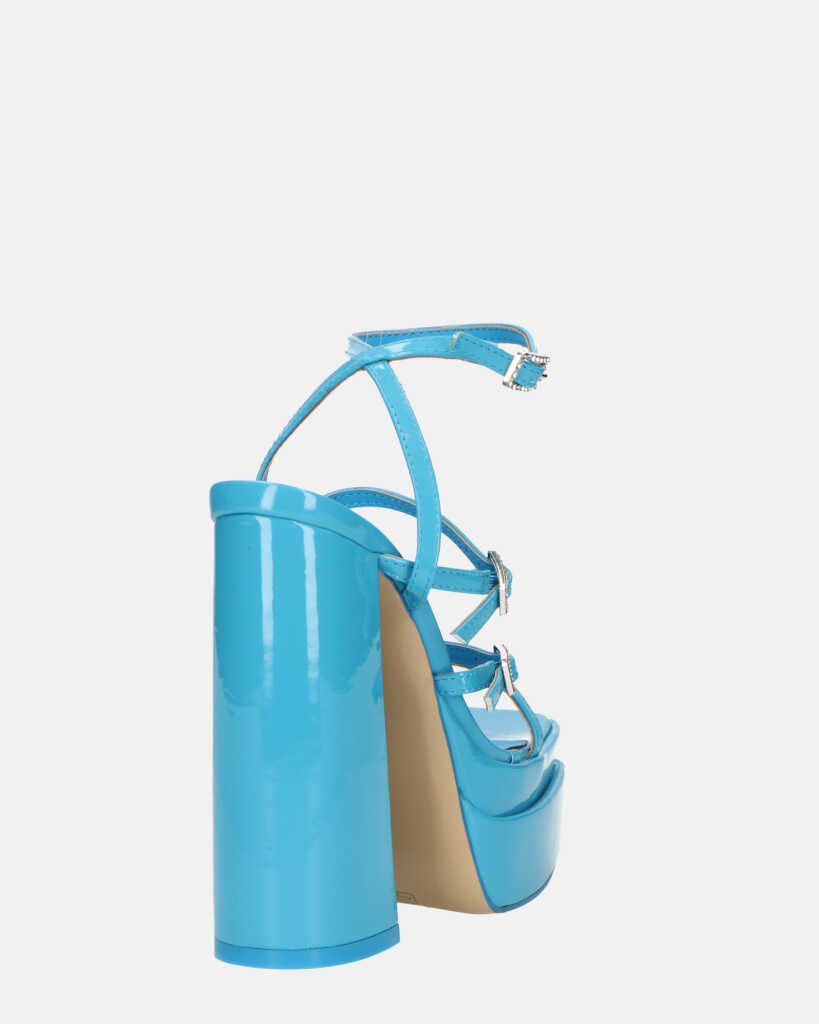 TEXA - sandali con cinturino e tacco alto in azzurro