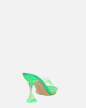 FIAMMA - sandalo con tacco in perspex verde con suola beige