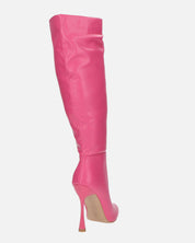 KAYLA - stivali alti con tacco in PU fucsia e cerniera laterale
