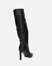CAROLINE - stivale alto nero con tacco in pelle