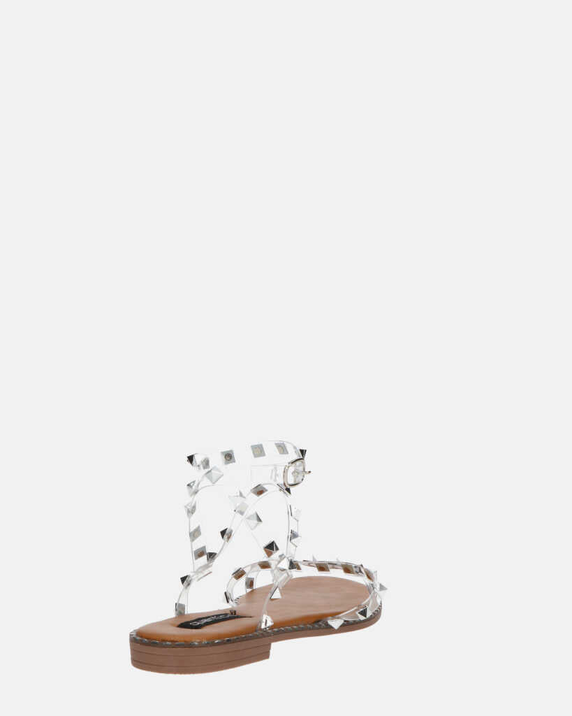 RAJA - sandali con borchie con perspex trasparente e suola beige